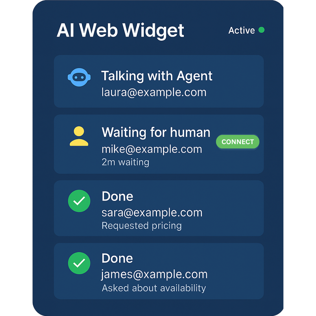 AI web widget on a business website